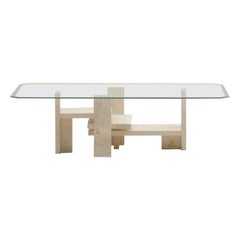 Travertine coffee table by Willy Ballez, 1970s Belgium.