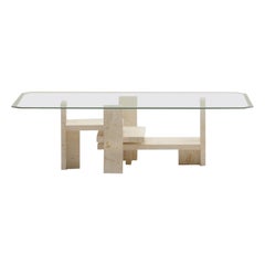 Travertine coffee table by Willy Ballez, 1970s Belgium. 