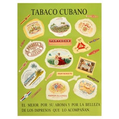 Original-Vintage-Werbeplakat Kuba Zigarren Kuban Tabak Tabaco Cubano