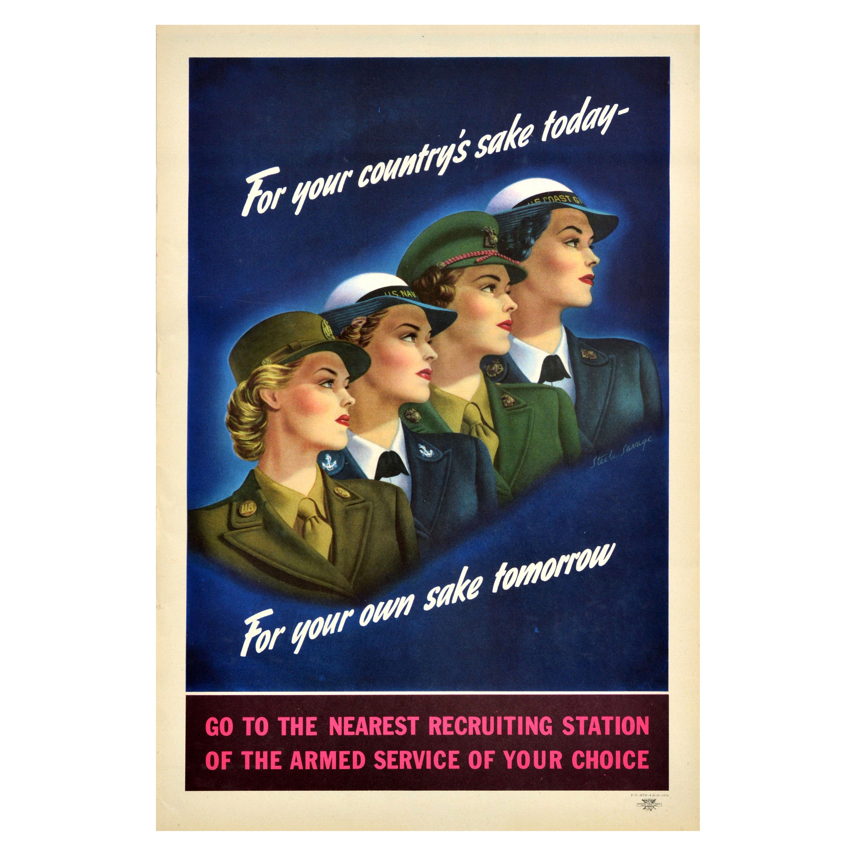 Original Vintage American WWII Recruitment Poster For Your Country's Sake Today For Sale