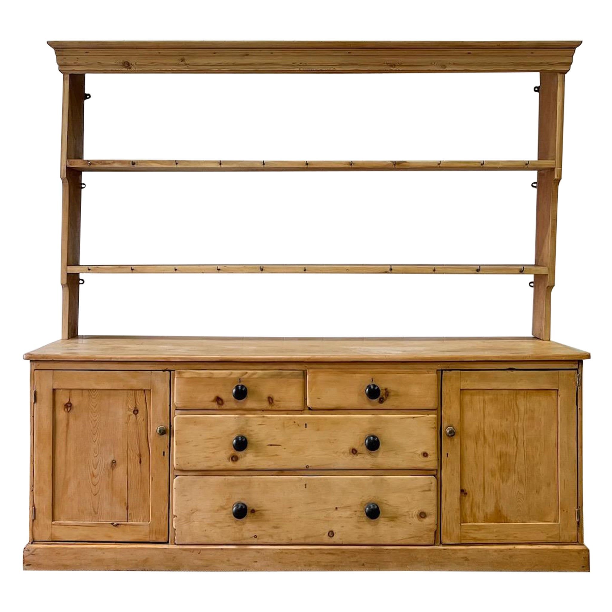 An Early 19th Century Monumental Pine Welsh Dresser or Cupboard For Sale
