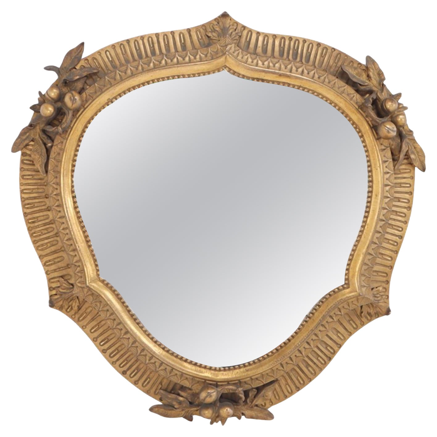 A quality cast bronze French wall mirror with nicely detailed border circa 1900.
