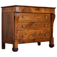 French Louis Philippe Period Shaped Light Walnut 4 Drawer Commode, ca. 1840