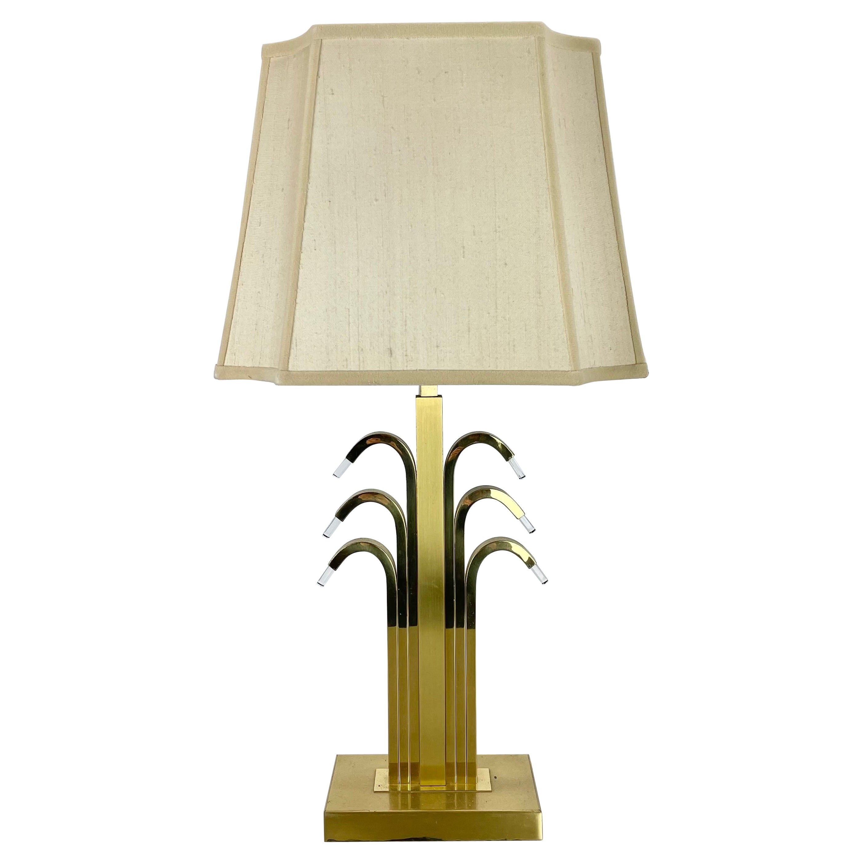 Hollywood Regency Style Brass and Acryl Table Light by WKR Lights, Germany 1970s For Sale