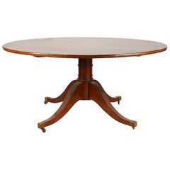 Used English Regency 60" Round Pedestal Mahogany Dining Table Circa 1900