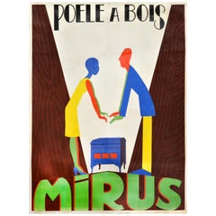 Original Antique Advertising Poster Mirus Poele A Bois Wood Stove Heater France
