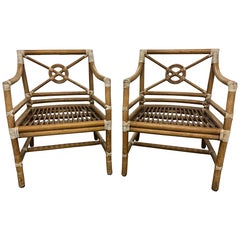 Pair Of McGuire Bamboo Target Back Chairs