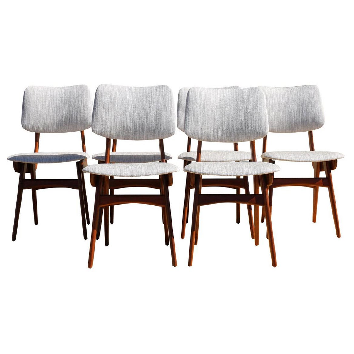 Set of Six Mid Century Modern Dining Chairs by Louis Van Teeffelen for Wébé For Sale