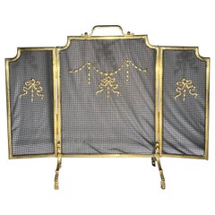 Vintage English 3 part Brass Fire-Screen, Circa 1900-1910.