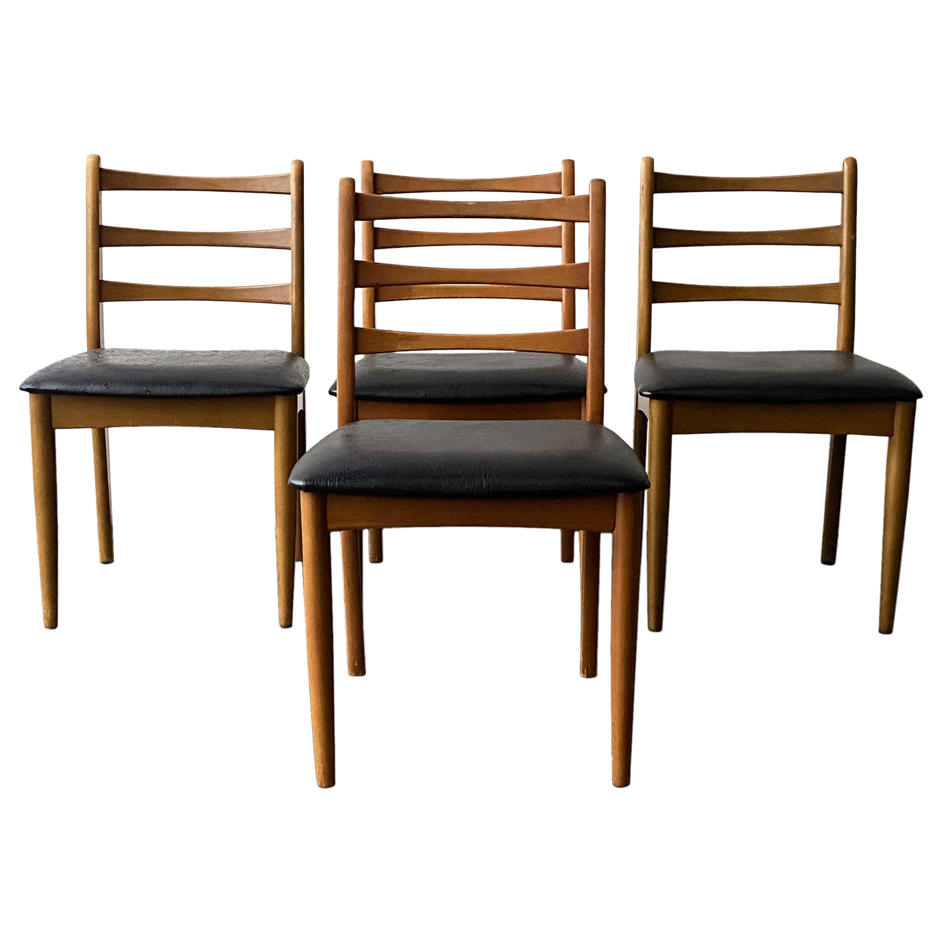 Set 4 Mid century 1970’s  high back dining chairs by Schreiber For Sale