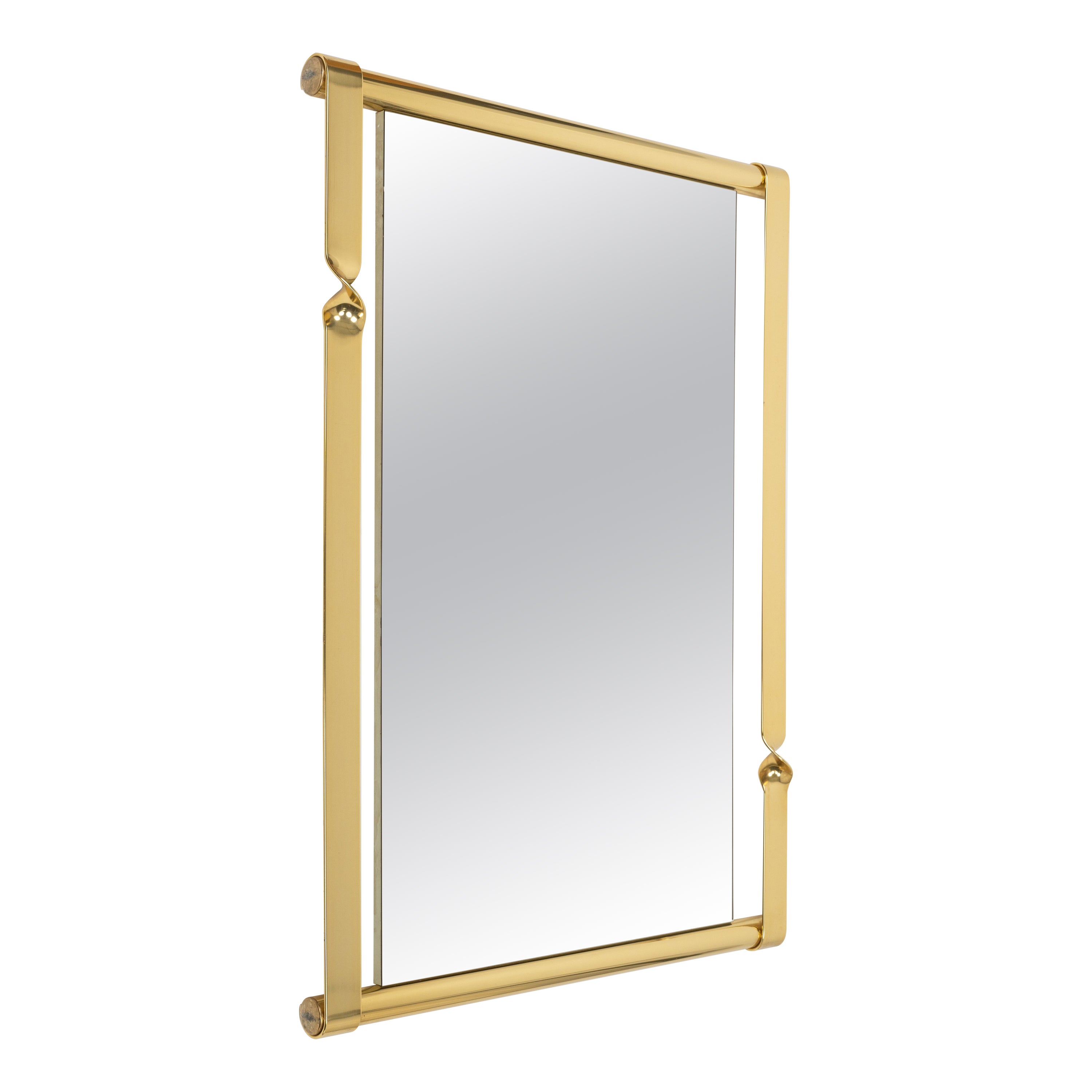 Midcentury Wall Mirror with Golden Twisted by Luciano Frigerio, Italy 1970s For Sale