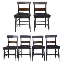 Sillas auxiliares americanas estarcidas y ebonizadas, 6