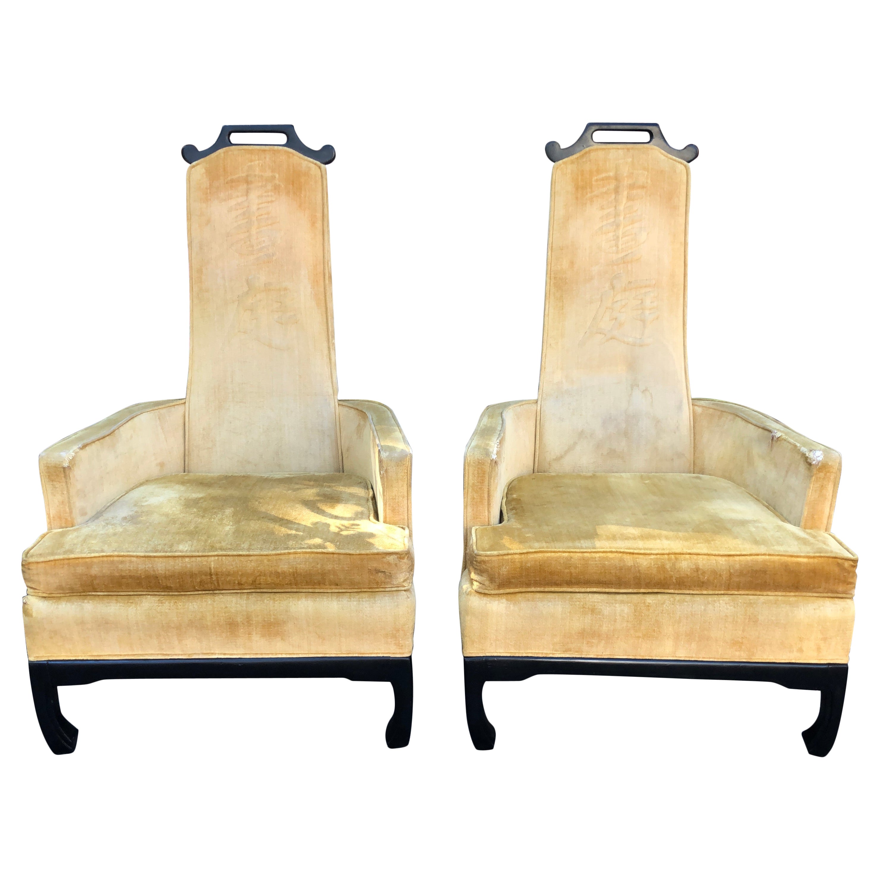 Paire de chaises de style chinois Norman Fox MacGregor Hollywood Regency en vente