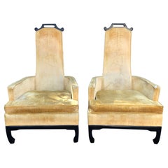 Vintage Stylish Pair Chinese Style Chairs Norman Fox MacGregor Hollywood Regency