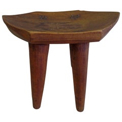 French 1930s Hand-Carved Modern Craftsman Stool