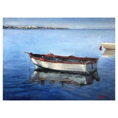 Framed Oil on Canvas Panel "Old Fishing Boat" by Sue Foell