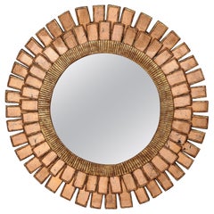 Line Vautrin Style Resin and Wood Sunburst Mirror