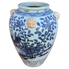 Gran jarrón chino azul y blanco