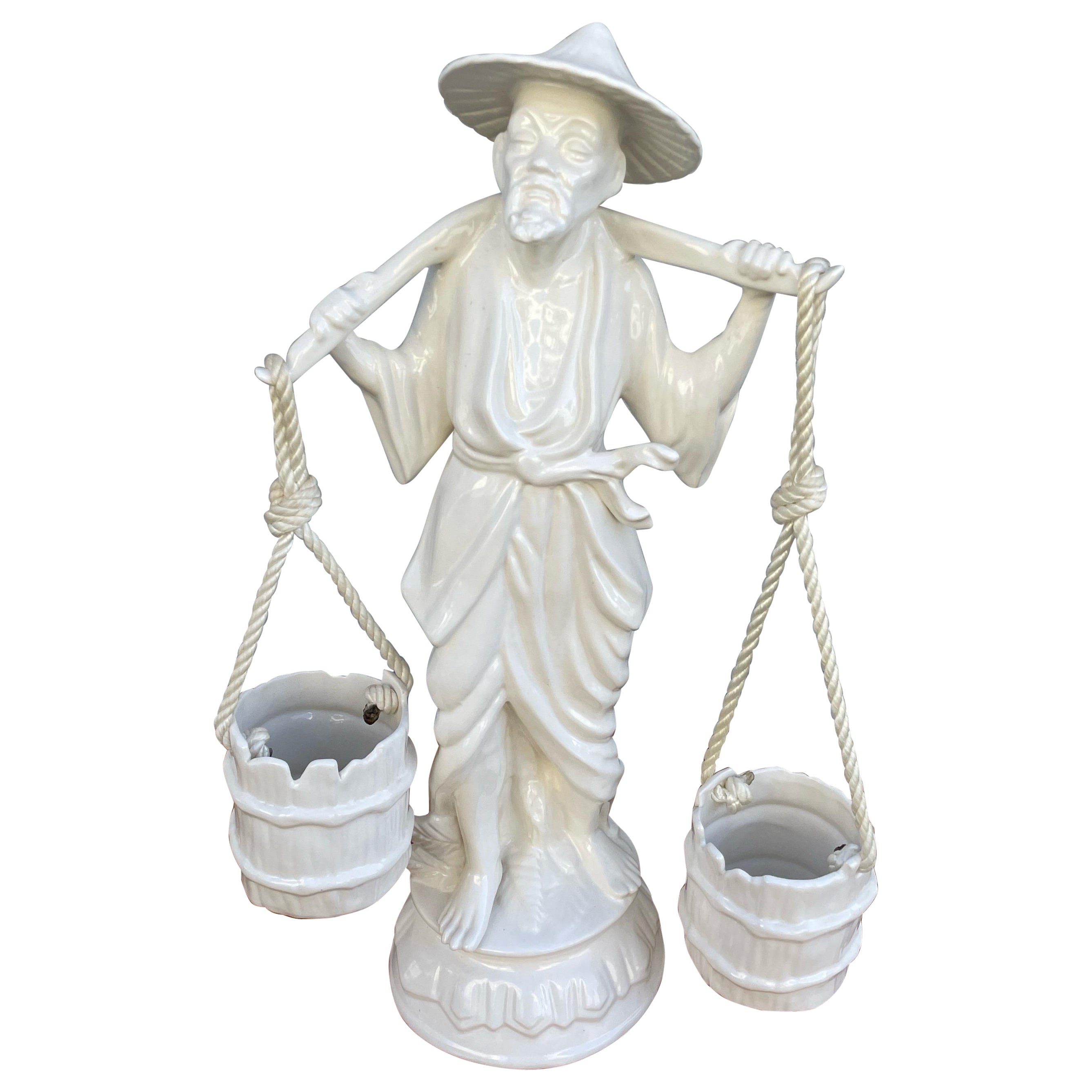 Italian Chinoiserie Fisherman Carrying Two Baskets For Sale