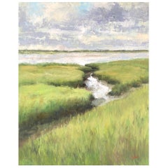 Framed Oil on Canvas Panel "Verdant Marsh" by Sue Foell