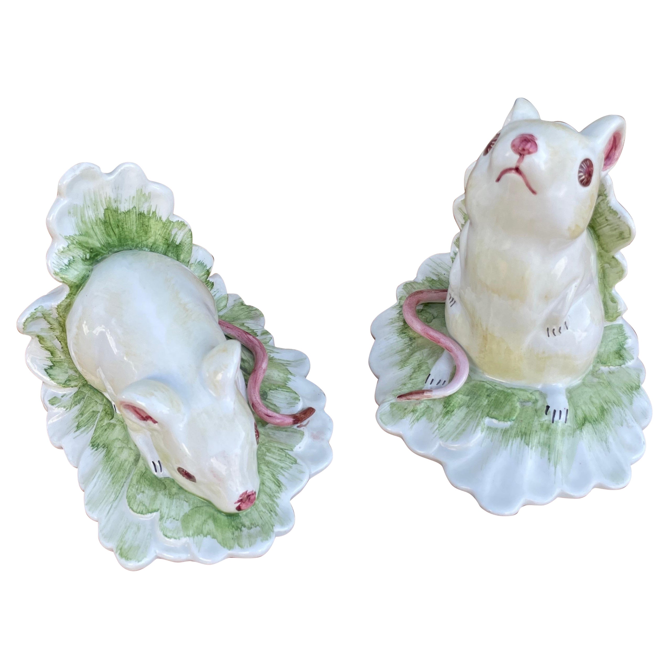 Pair of Italian Porcelain Mice For Sale