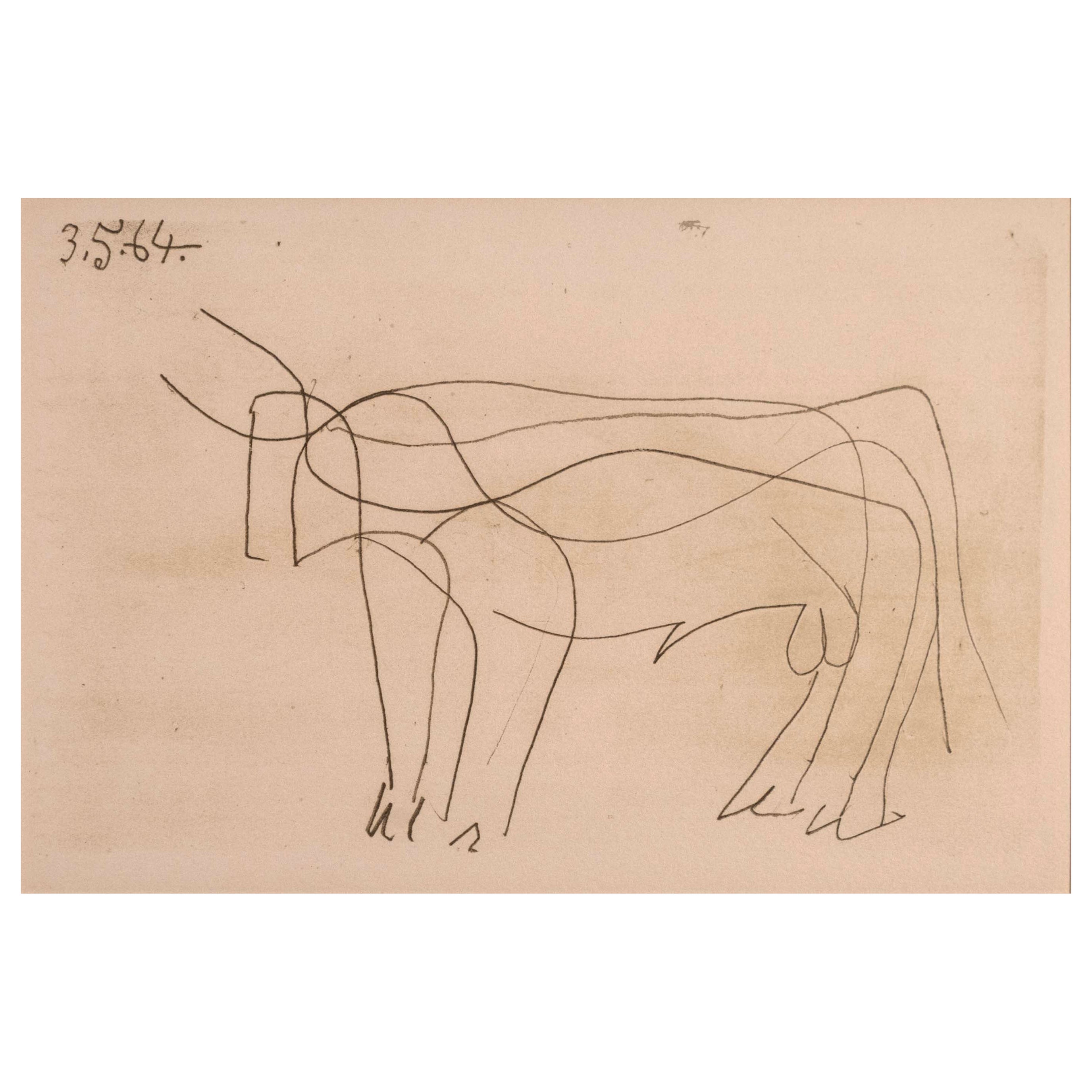 Moderne Lithographie Le Gout du Bonheur von Pablo Picasso ohne Titel auf Papier, 1970, gerahmt