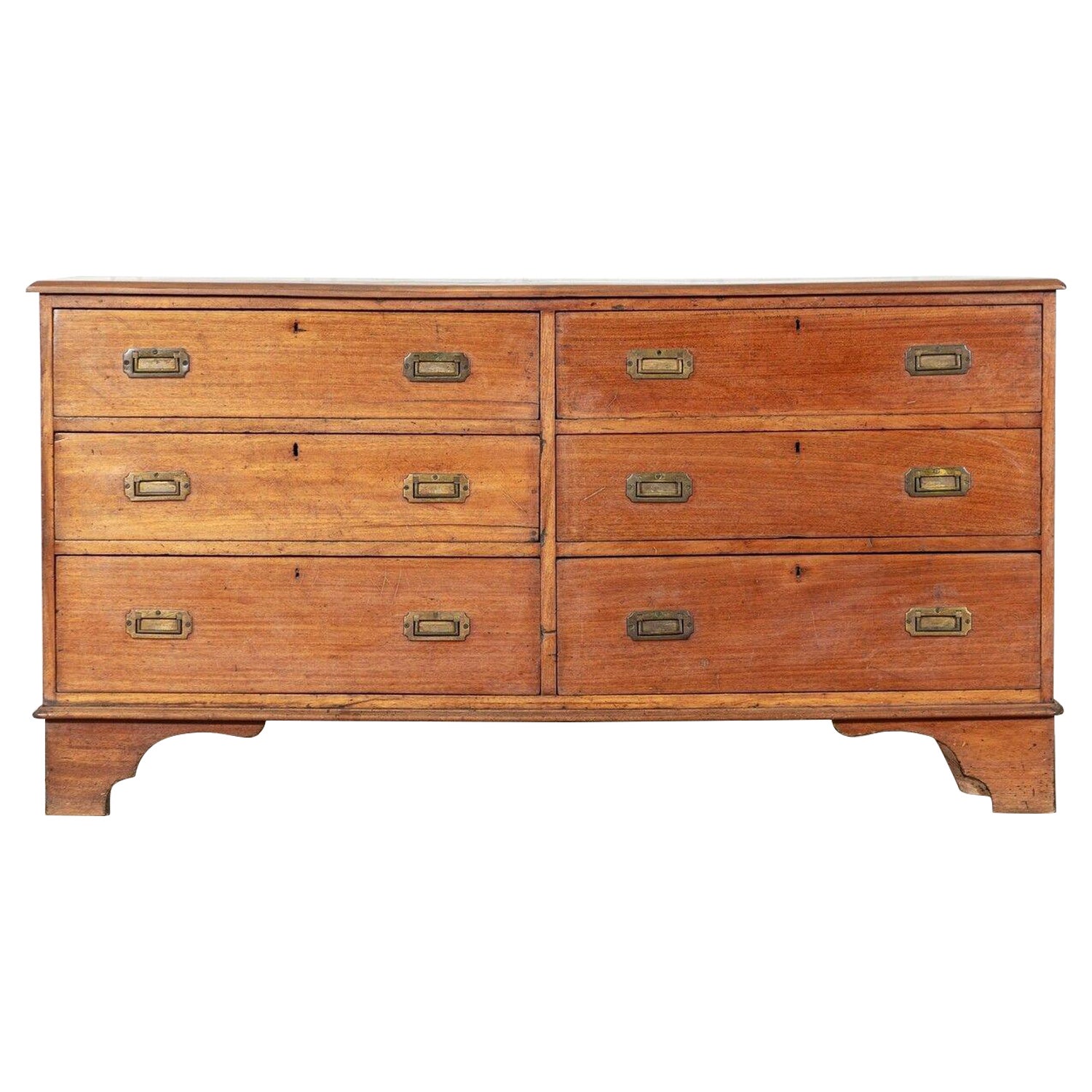 Large 19thC English Oak 6 Drawer Dresser Base For Sale