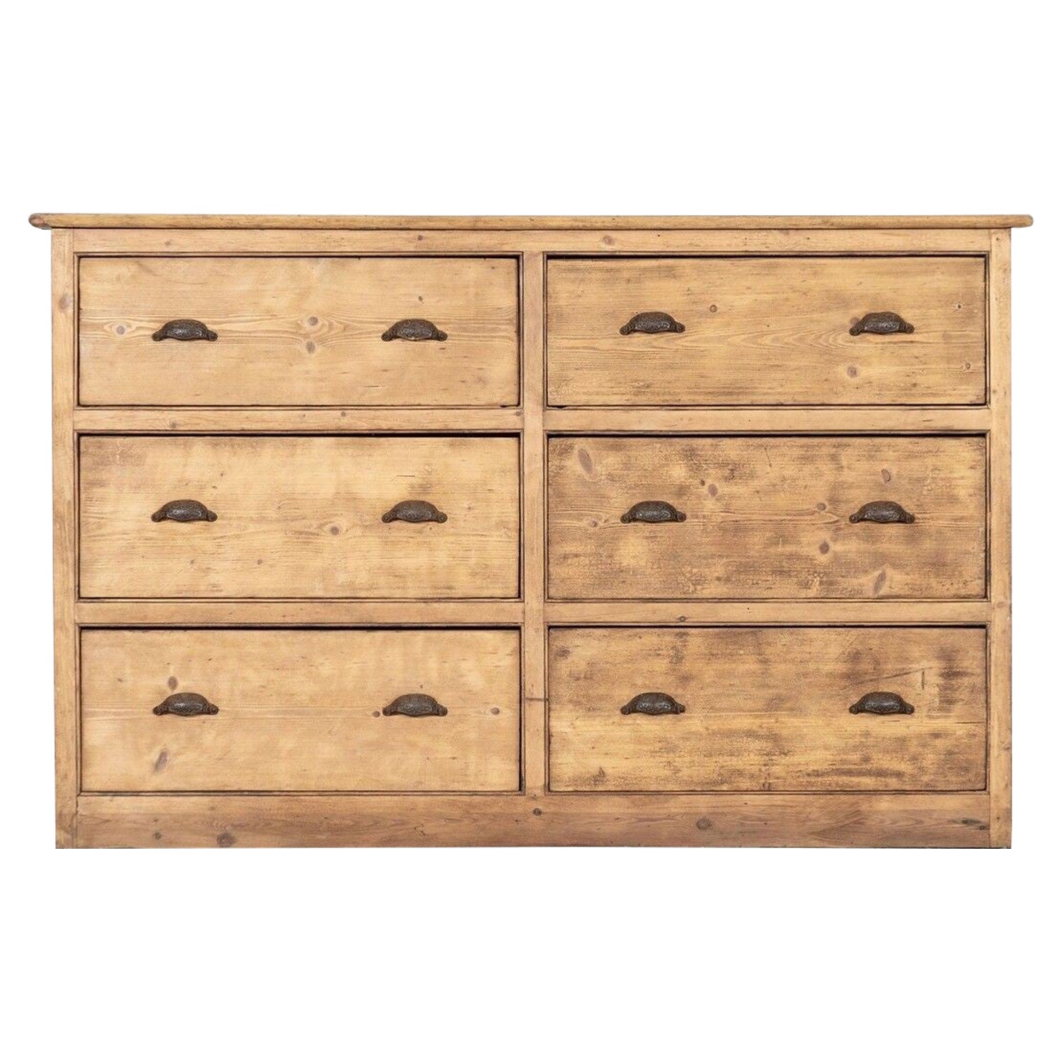 Large 19thC English Pine Chest Drawers For Sale