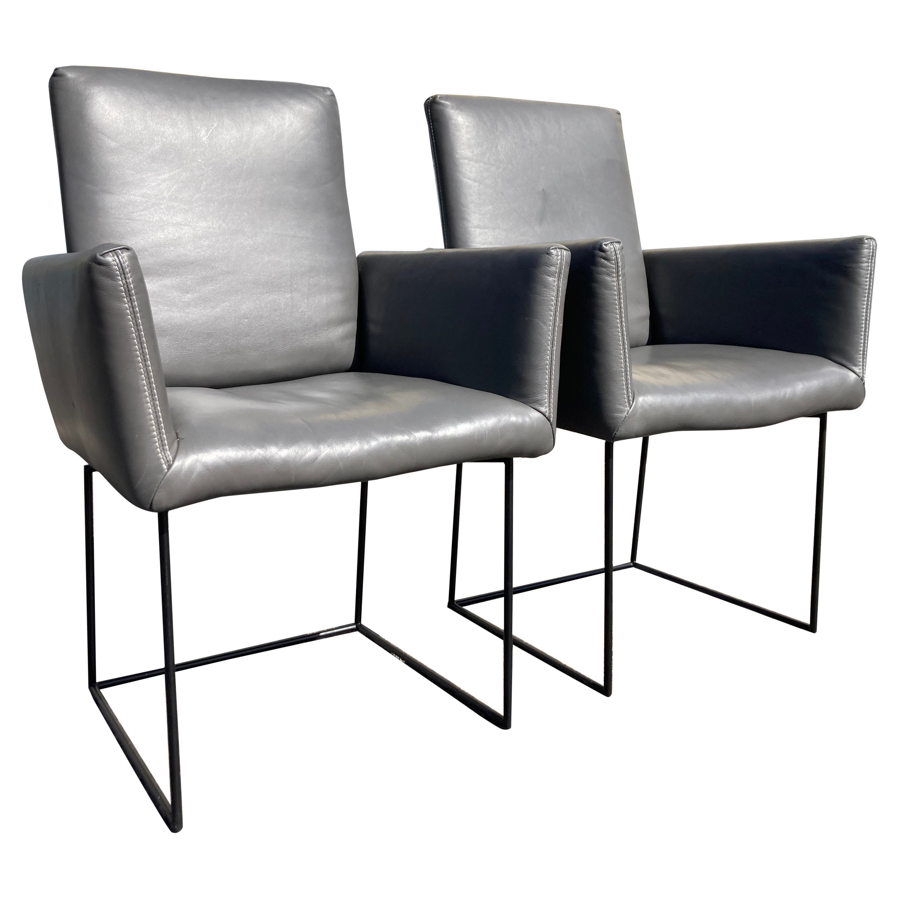 Pair Leather Arm Chairs Designed by KURT BEIER & KATI QUINGER for Bullfrog 
