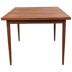 Square Teak Dining Table w Two Leaves - 022409 Vintage Danish