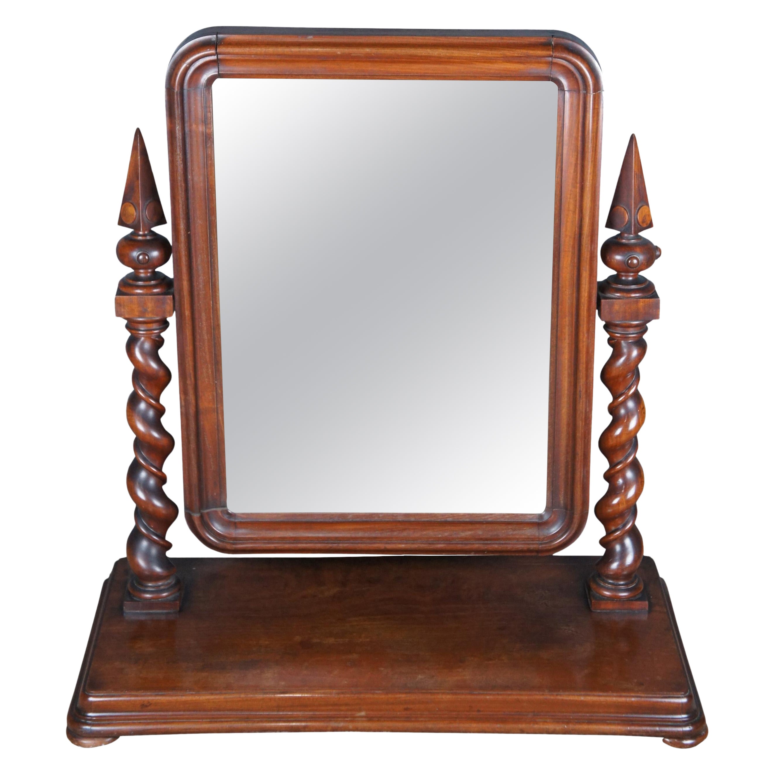 Antique 19th Century English Mahogany Empire Gentlemans Dressing Shaving Mirror 