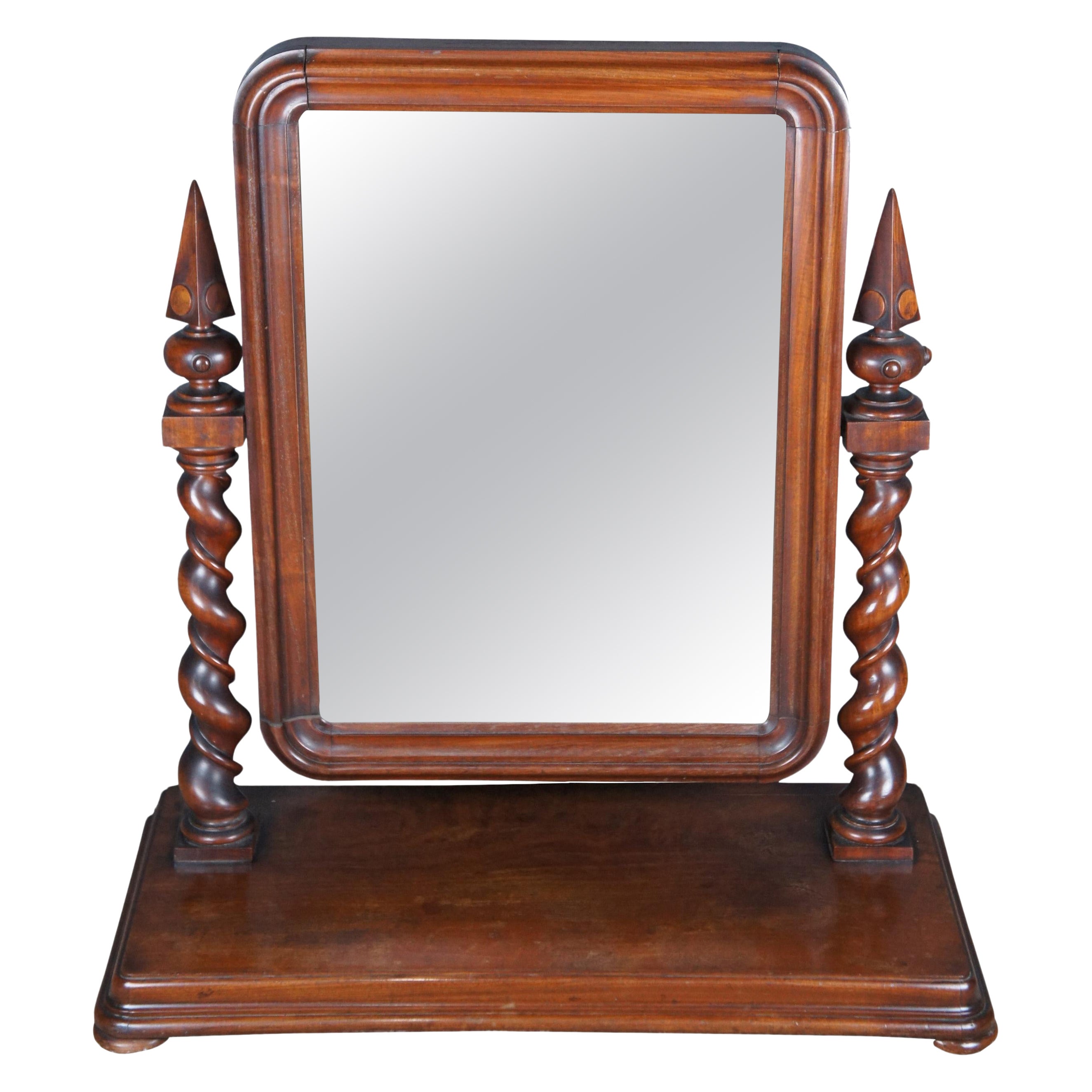 Antique Mirror da toilette da barba in mogano inglese del 19° C.