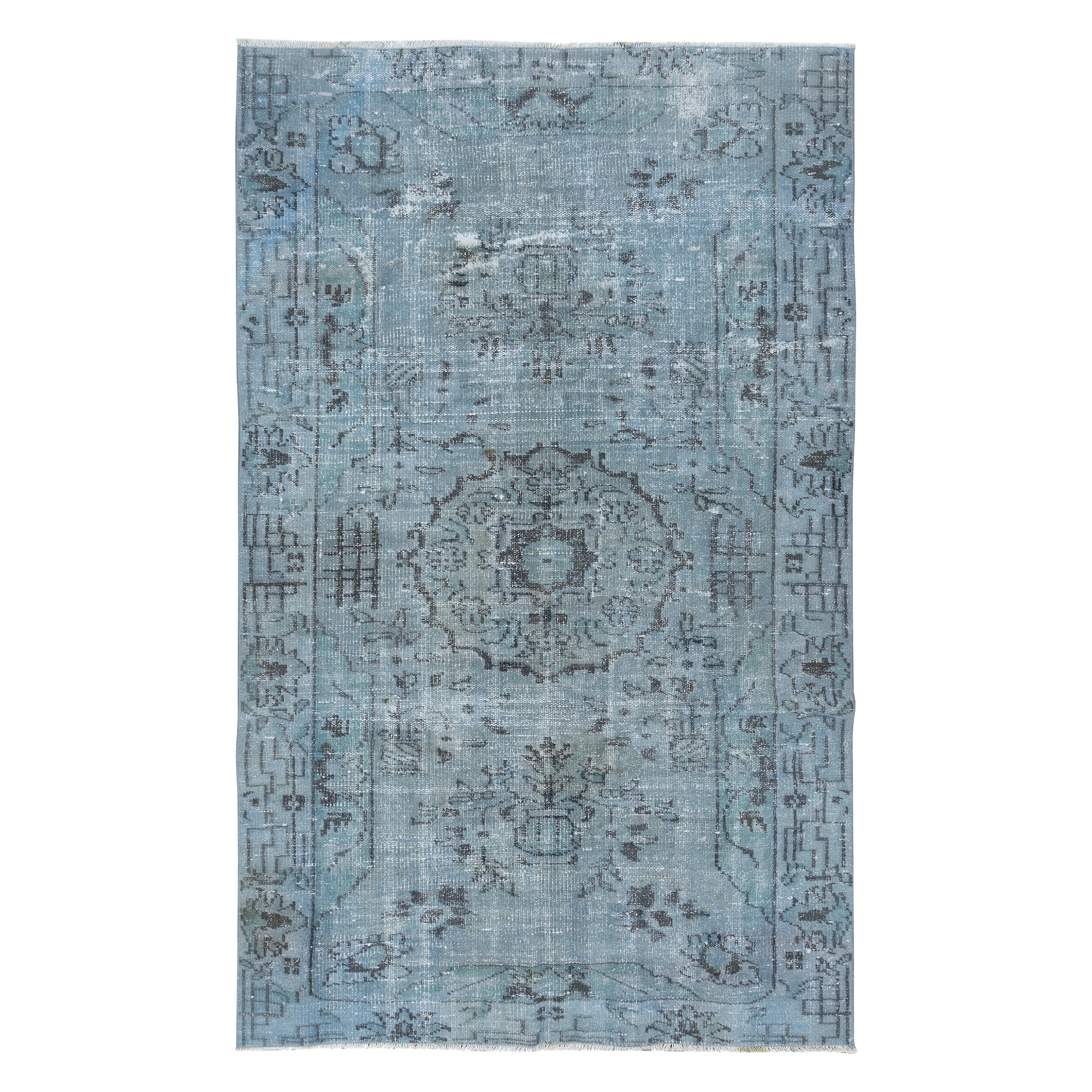 Alfombra turca contemporánea Sparta azul celeste hecha a mano 4,8x7,5 pies en venta