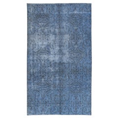 5.4x9 Ft Sky Blue Modern Area Rug, tissé et noué à la main à Isparta, Turquie.