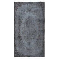 Vintage 5.5x9.8 Ft Contemporary Overdyed Hand Knotted Wool Grey Area Rug from Turkey