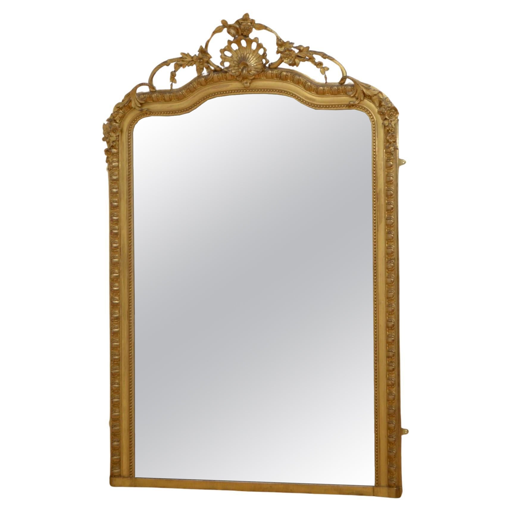 XIXth Century Giltwood Leaner Mirror Wall Mirror H196cm For Sale