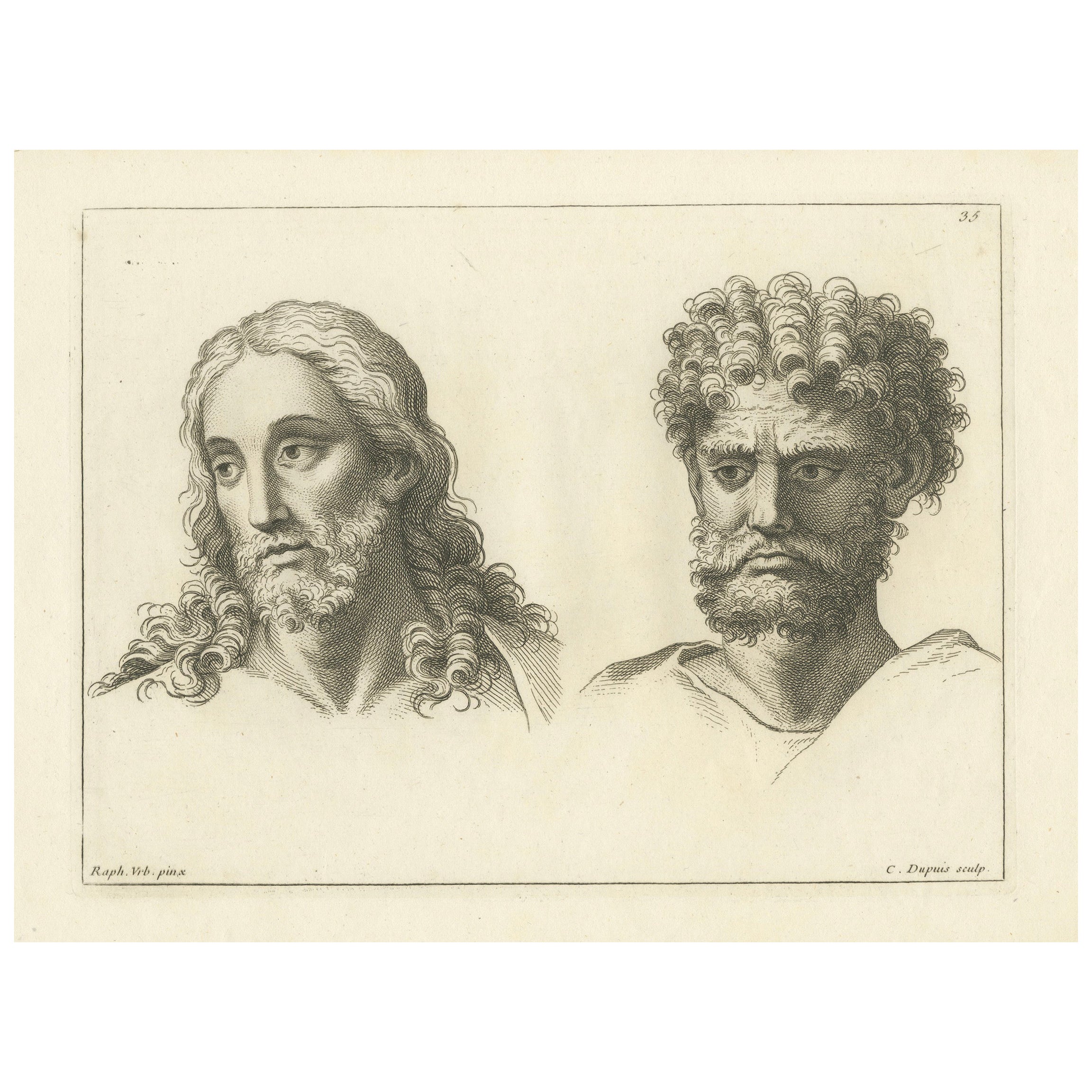 Serene and Stern: Dualities of Raphael by C. Dupuis, 1740 For Sale