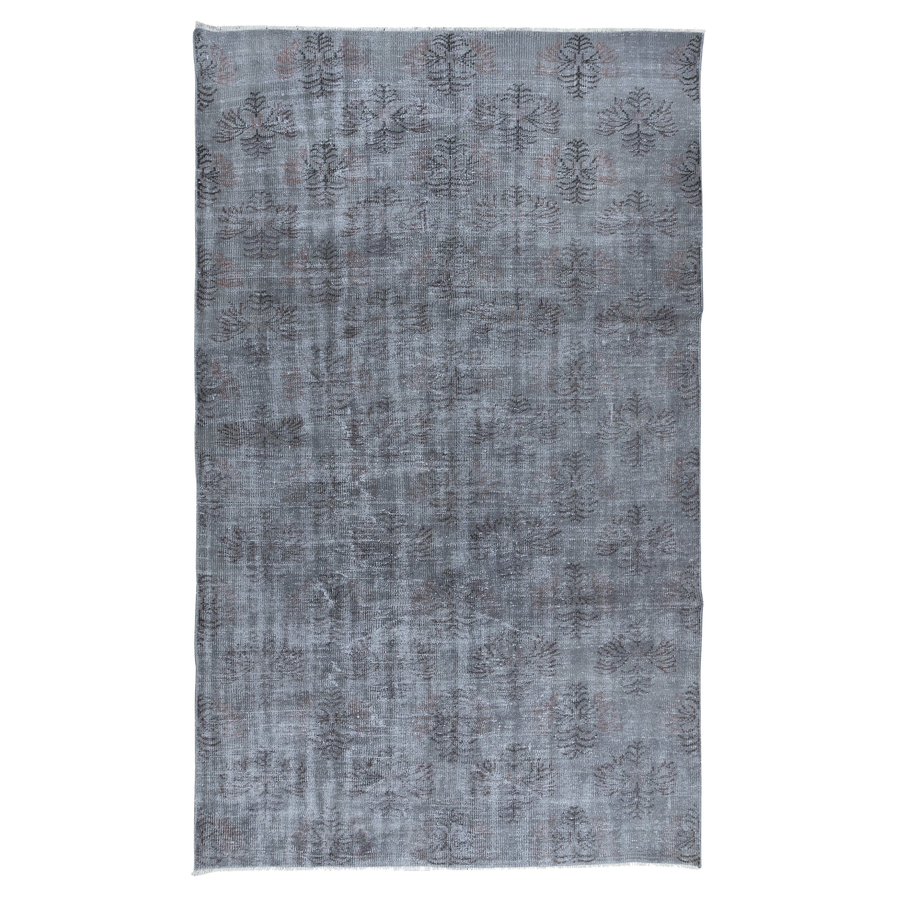5.6x9 Ft Handmade Gray Rug for Entryway. Modern Turkish Carpet for Living Room For Sale