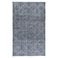 Vintage 5.6x9 Ft Handmade Gray Rug for Entryway. Modern Turkish Carpet for Living Room