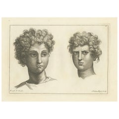 Used Curly Gaze: The Expressive Study by Pigné Engraved, 1740