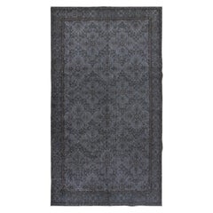 Vintage 5.6x9.7 Ft Modern Turkish Rug in Gray, Decorative Handmade Floral Design Carpet