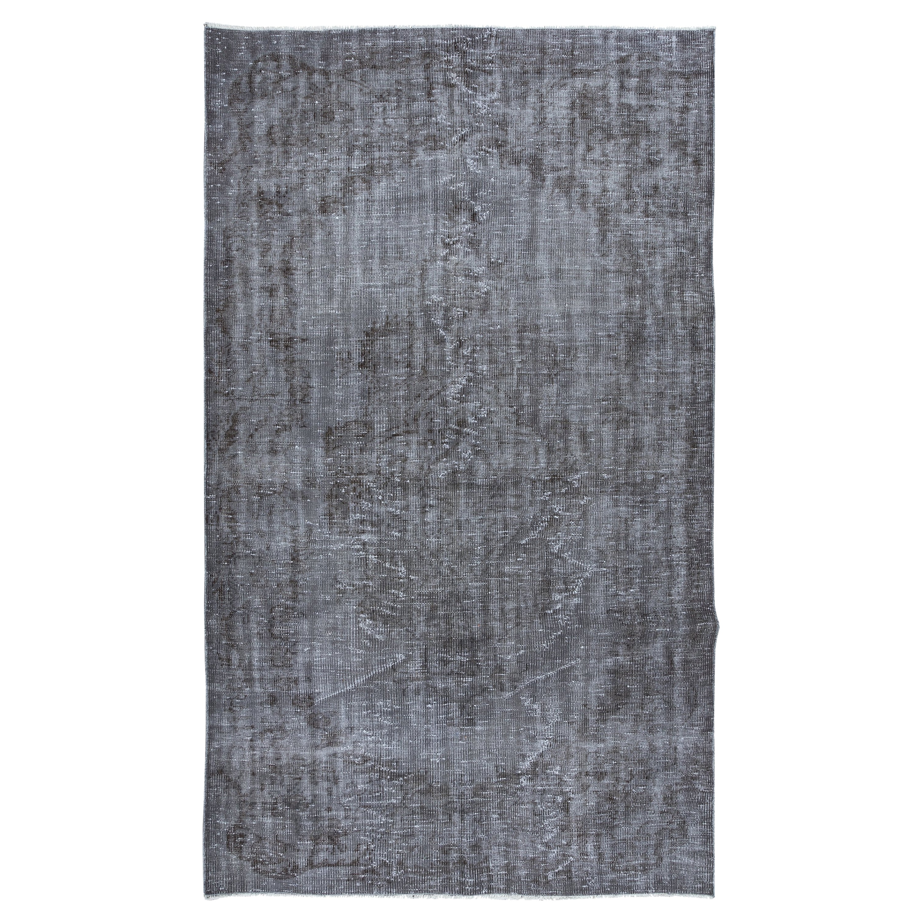 5x8.6 Ft Grauer handgefertigter Teppich, dekorativer türkischer Teppich, Bodenbezug