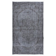Vintage 5x8.6 Ft Gray Handmade Area Rug, Decorative Turkish Carpet, Floor Covering