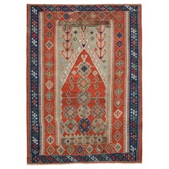 Antique Konya Obruk Kilim Old Central Anatolian Mighrab Rug Turkish Carpet