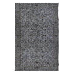 Vintage 6x9.4 Ft Upcycled Handmade Area Rug in Gray, Contemporary Turkish Carpet
