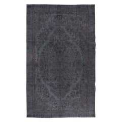 Used 5x8 Ft Handmade Dark Gray Indoor Outdoor Rug, Medallion Design Anatolian Carpet