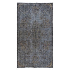 Vintage 5.6x10 Ft Handmade Room Size Rug, Upcycled Turkish Carpet in Gray & Beige