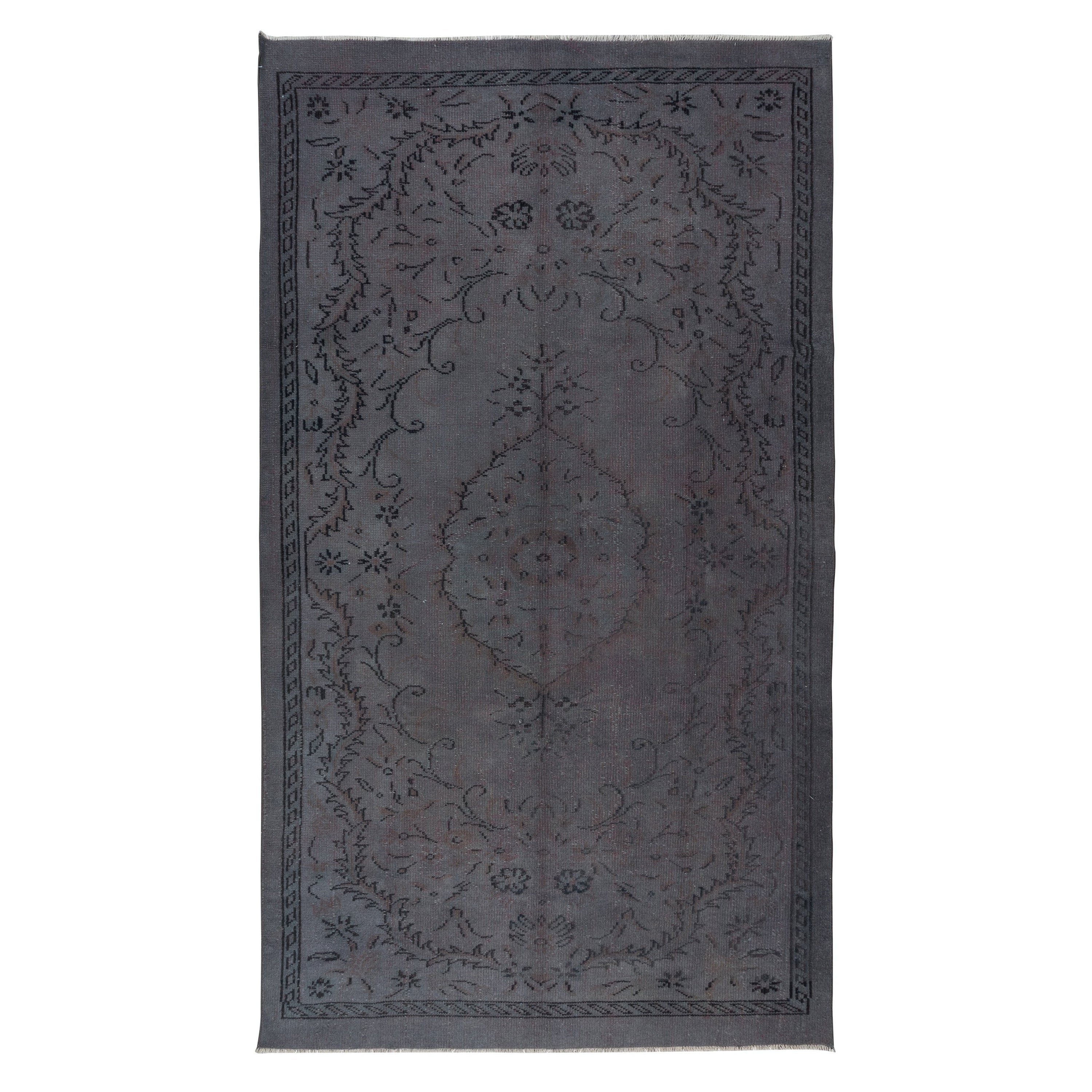 5.7x9.3 Ft Iron Gray Handmade Area Rug from Turkey, Room Size Modern Carpet
