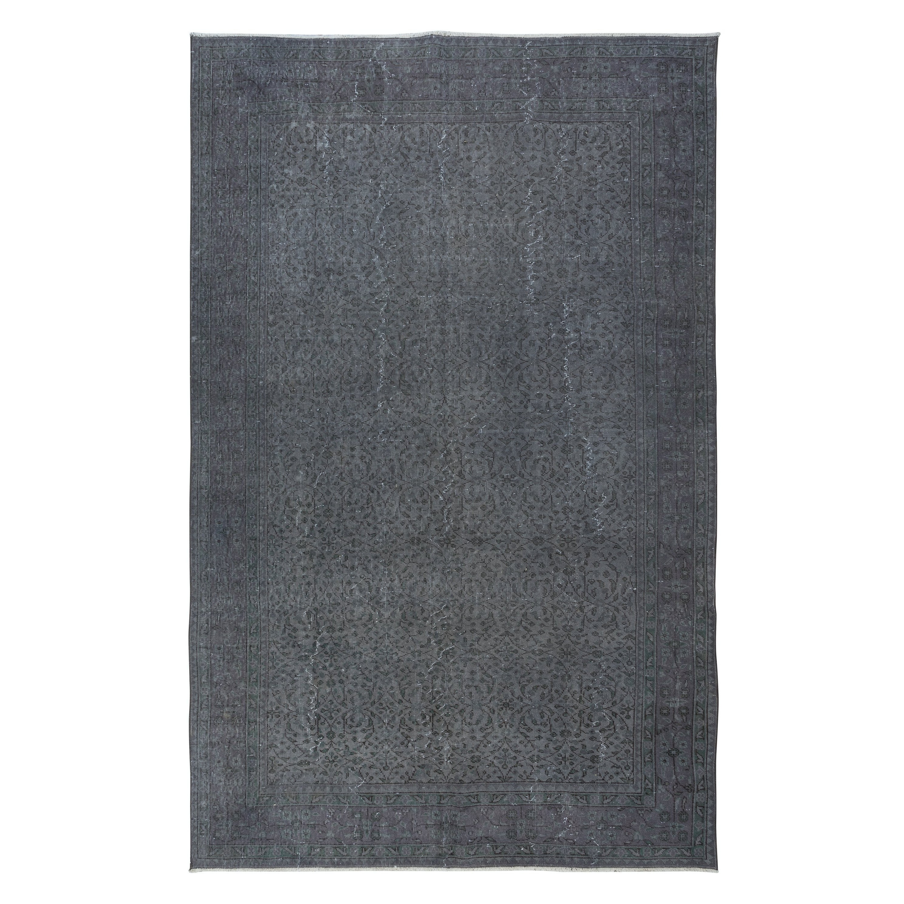 6.7x10.4 Ft Handmade Turkish Area Rug in Gray, Ideal for Modern Home and Office