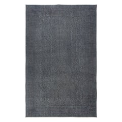 6.7x10.4 Ft Handmade Turkish Area Rug in Gray, Ideal for Modern Home and Office